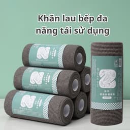 Set 10 Khăn Lau Chén (Rẻ) và Cuộn 25 Khăn Lau Đa Năng Tái Sử Dụng Than Tre 8