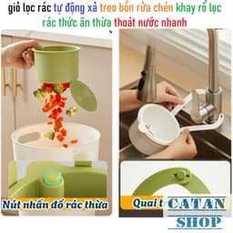 Giỏ Lọc Rác gài bồn rửa chén giúp lọc thức ăn thừa tránh tắt cống  - Có nút nhấn thả rác tiện gdgs1 9