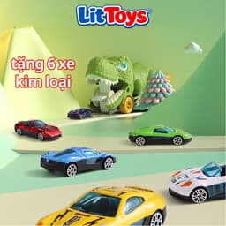 Bộ Đồ Chơi Khủng Long Nuốt 6 Xe Ô Tô Con Hợp Kim ToysLit Chất Liệu Nhựa ABS Cứng Cáp Bền Bỉ An Toàn 8