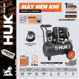 [Không Dầu] Máy nén khí 30 lít Không Dầu HUKAN N3-NKKD30L, 1500w 2HP - 8 Bar, Có Điều khiển áp suất 1