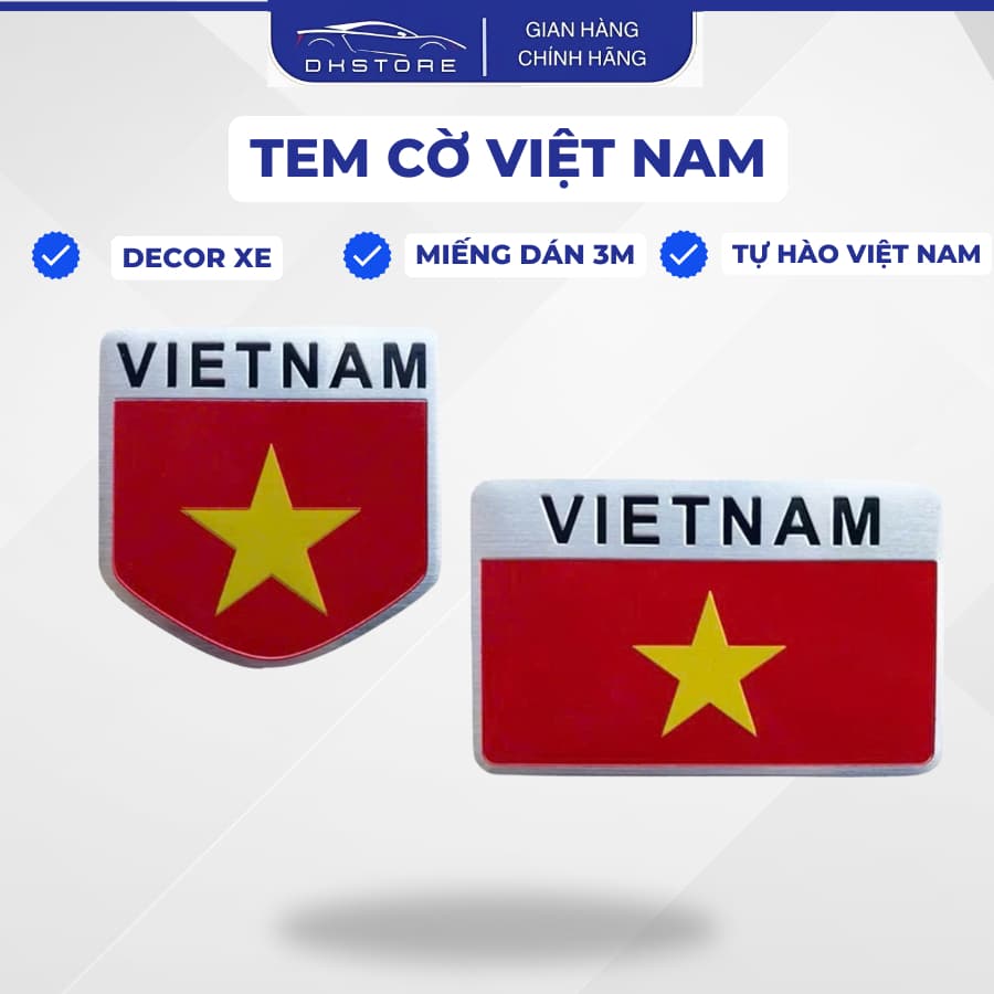 Tem Dán Lá Cờ Việt Nam Trang Trí Ô Tô, Xe Máy - Decal Phản Quang Chống Nước, Bền Màu Cao Cấp