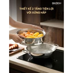Bộ Chảo Wok Sâu Lòng Inox GKÖCH SA2010 Kèm Xửng Hấp Đáy 3 Lớp Dùng Bếp Từ Size 28cm 32cm 7