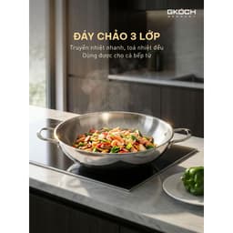 Bộ Chảo Wok Sâu Lòng Inox GKÖCH SA2010 Kèm Xửng Hấp Đáy 3 Lớp Dùng Bếp Từ Size 28cm 32cm 6