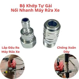 Bộ Khớp Nối Nhanh Chống Xoặn Inox Tự Gài Ren 22mm Lắp Máy Rửa Xe (NỔI NHANH CHỐNG XOĂN TỰ GÀI 22) 4