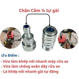Bộ Khớp Nối Nhanh Chống Xoặn Inox Tự Gài Ren 22mm Lắp Máy Rửa Xe (NỔI NHANH CHỐNG XOĂN TỰ GÀI 22) 6