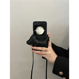 [CÓ SẴN] Ốp Z FLIP 7 - Z FLIP 6 - Z FLIP5 FLIP7 5G phủ da PU đính cún bông sang trọng chống bẩn kèm dây da đeo chéo dài 5