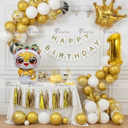 Set bóng sinh nhật thôi nôi cho bé gái, bé trai đầy đủ phụ kiện kèm bóng con vật 3