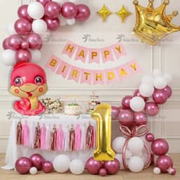 Set bóng sinh nhật thôi nôi cho bé gái, bé trai đầy đủ phụ kiện kèm bóng con vật 5