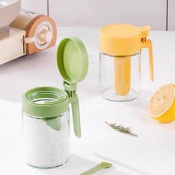 Hũ Đựng Gia Vị Thuỷ Tinh Có Ngăn Đựng Thìa Riêng Bảo Quản Chống Ẩm Cực Tốt Dung Tích 350ml 6