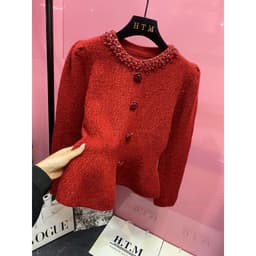 Áo len cúc hoa pelum cổ đá QCCC 7
