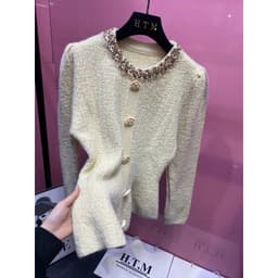 Áo len cúc hoa pelum cổ đá QCCC 4