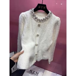 Áo len cúc hoa pelum cổ đá QCCC 6