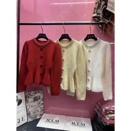 Áo len cúc hoa pelum cổ đá QCCC 1