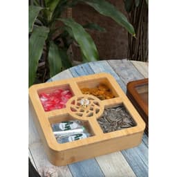 SALE Khay hũ đựng bánh kẹo mứt ngày tết bằng gỗ nâu óc chó đẹp đám cưới hot trend  vuông tròn bàn trà sang trọng GIÁ RẺ 5