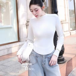 Áo Giữ Nhiệt Len Lông Thỏ Vạt Bầu JUSTDUN PQ7 - Ảo Dài Tay Ôm Body Giữ Nhiệt Cổ Cao 3cm 9