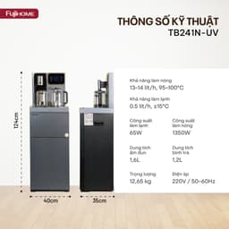 Cây nước nóng lạnh kết hợp bàn pha trà, cà phê Fujihome TB241N-UV – Ngăn khử khuẩn UV, màn hình cảm ứng, hỗ trợ RO 7