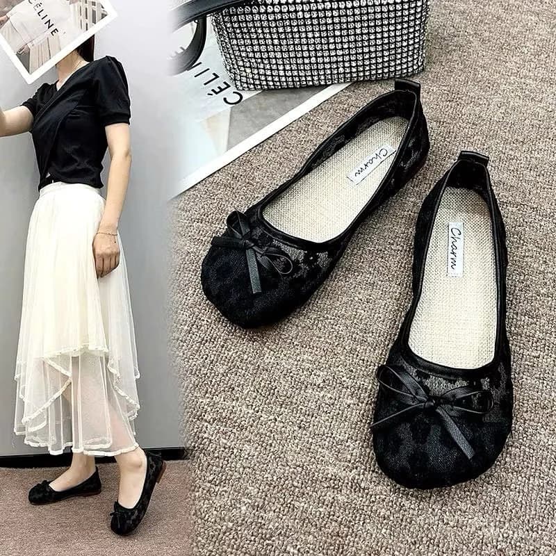 [Peinn] Giày búp bê nữ ,giày ren phối nơ siêu hót 295
