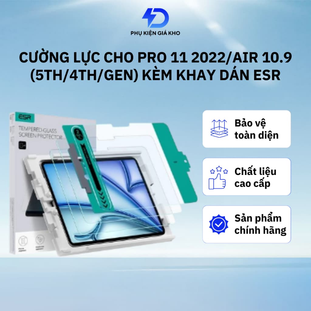 Miếng dán cường lực ESR kèm khay dán dành cho Pro 11 inch / Air 4th / Air 5th - Hàng chính hãng