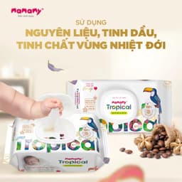 Combo khăn ướt Mamamy Tropical không mùi sợi tự nhiên và rayon ngừa hăm, mềm dai sạch sẽ 6