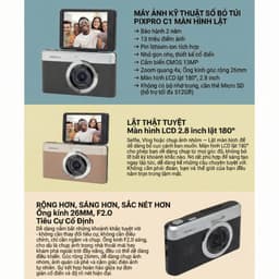 Máy ảnh Compact Kodak Pixpro C1 Màn hình lật LCD 2.8 inch, Khẩu độ rộng, Bảo hành 12 tháng 9