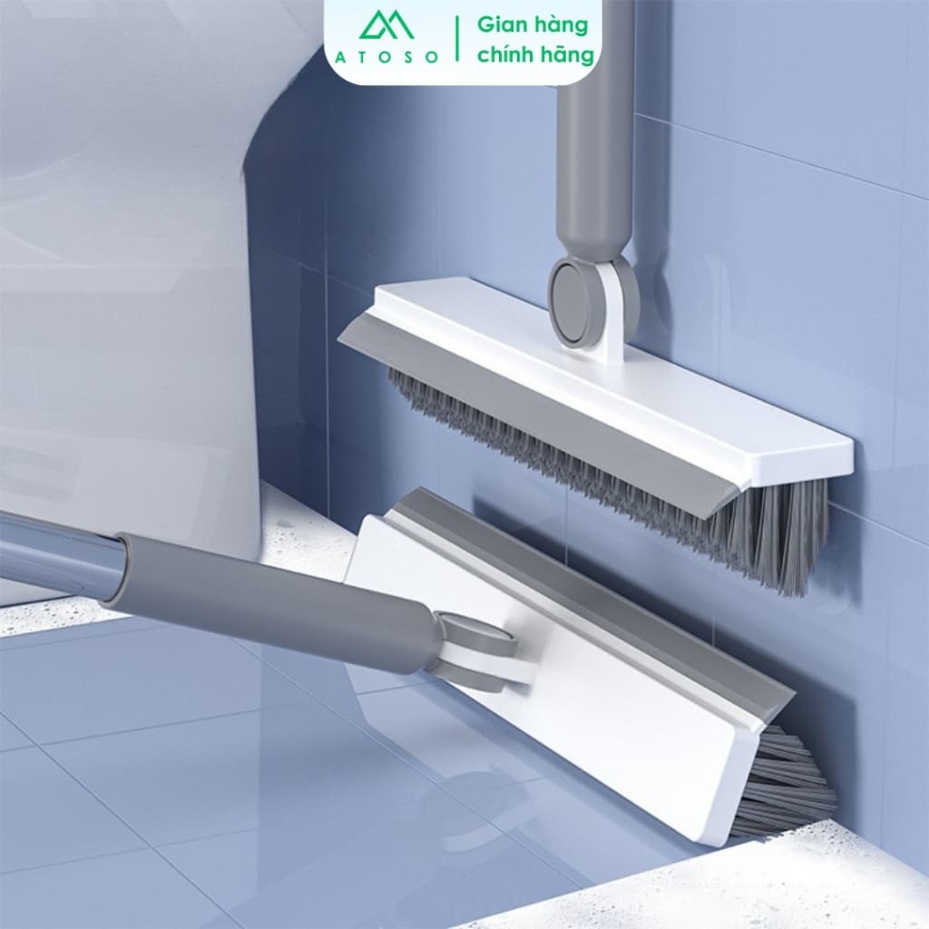 Cây Chà Sàn Nhà Tắm Đa Năng 2 Trong 1 Chổi Cọ Sàn, Cọ Góc Tường Có Gạt Nước Thông Minh Cán Dài 100cm