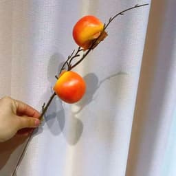 Cành lựu nhân tạo trang trí Tết, 1 Cành 2 quả, cành hồng nhân tạo 3
