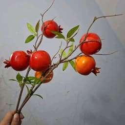 Cành lựu nhân tạo trang trí Tết, 1 Cành 2 quả, cành hồng nhân tạo 5
