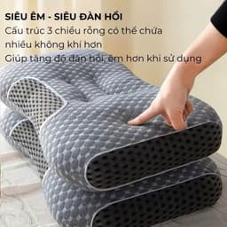 Gối Ngủ Chống Đau Cổ Vai Gáy Dệt Kim Lõi Bông Xơ Cao Cấp [ Hàng Nhập Khẩu ] 6