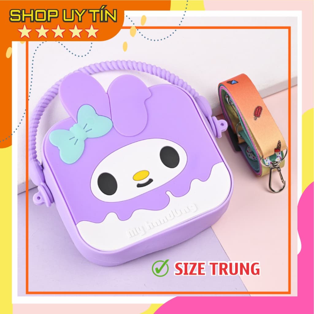 Túi xách silicon hình thỏ tai dài 2 trong 1 cầm tay đeo chéo thời trang đựng bao bì lì xì, mỹ phẩm