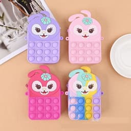 [Mới] Túi xách silicon pop-it đeo chéo hình thỏ hoa cho bé thời trang đựng bao bì lì xì, mỹ phẩm 7