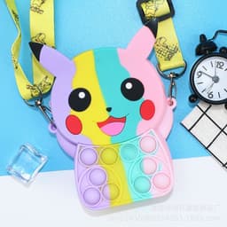 [Mới] Túi xách silicon pop it hình pikachu đeo chéo thời trang đựng bao bì lì xì, mỹ phẩm 8