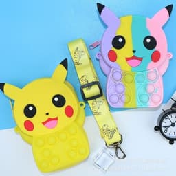 [Mới] Túi xách silicon pop it hình pikachu đeo chéo thời trang đựng bao bì lì xì, mỹ phẩm 9