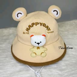 Nón bo gấu nổi [ 3 đến 7 tuổi ] mũ dễ thương có quai cho bé gái bé trai 2