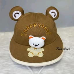 Nón bo gấu nổi [ 3 đến 7 tuổi ] mũ dễ thương có quai cho bé gái bé trai 5