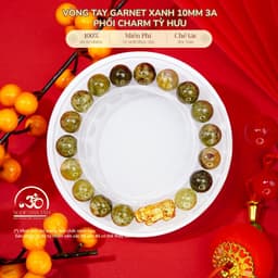 Ngọc Đan Tâm - Vòng Tay Garnet Xanh 10mm 3A Phối Charm Tỳ Hưu - Mệnh Mộc & Mệnh Hoả 1