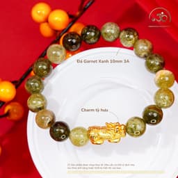 Ngọc Đan Tâm - Vòng Tay Garnet Xanh 10mm 3A Phối Charm Tỳ Hưu - Mệnh Mộc & Mệnh Hoả 2