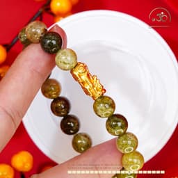 Ngọc Đan Tâm - Vòng Tay Garnet Xanh 10mm 3A Phối Charm Tỳ Hưu - Mệnh Mộc & Mệnh Hoả 4