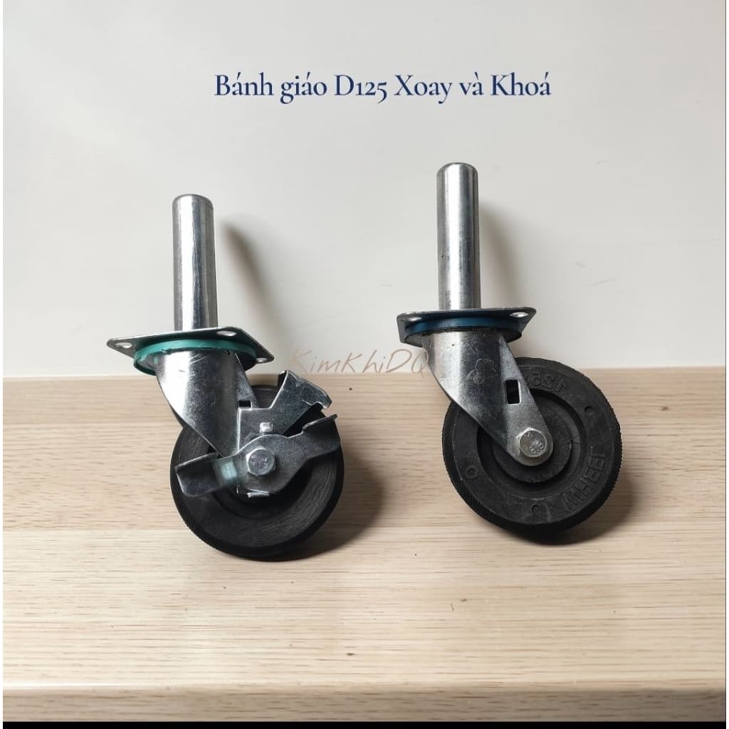 [KKTHN] Bánh Xe Giàn Giáo Cao Su Đen Phi 100mm-125mm Cho Giàn Giáo, Công Trình