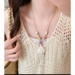 Dây Chuyền Vỏ Sò Phối Hạt, Vòng Cổ Phong Cách Vintage - Quà Tặng Vibe Ocean Charm, Xinh, Phong Cách Hàn Quốc 4