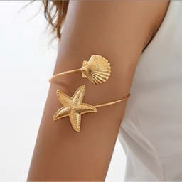 Vòng Bắp Tay Nữ Mạ Vàng Phối Sao Biển & Vỏ Sò - Quà Tặng Vibe Ocean Charm, Sang Trọng, Phong Cách Hàn Quốc 2