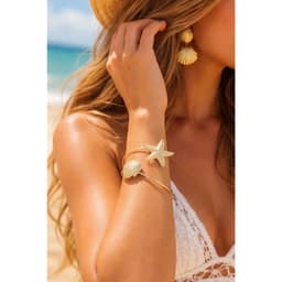 Vòng Bắp Tay Nữ Mạ Vàng Phối Sao Biển & Vỏ Sò - Quà Tặng Vibe Ocean Charm, Sang Trọng, Phong Cách Hàn Quốc 3