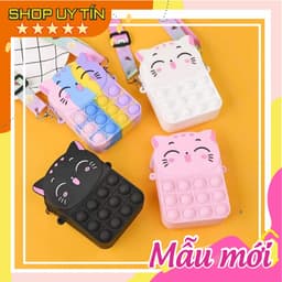 [Mới] Túi xách nữ đeo chéo silicon hình mèo cười, bong bóng pop-it thời trang dễ thương 1