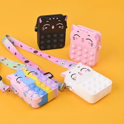 [Mới] Túi xách nữ đeo chéo silicon hình mèo cười, bong bóng pop-it thời trang dễ thương 7