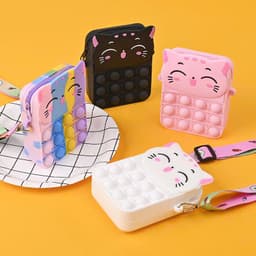 [Mới] Túi xách nữ đeo chéo silicon hình mèo cười, bong bóng pop-it thời trang dễ thương 8