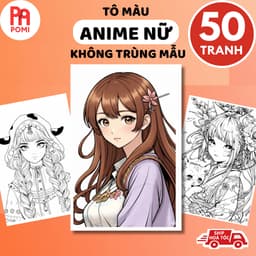 Bộ 25-50 trang tranh tô màu anime bé gái giấy A4 A5 - không trùng mẫu - Tranh tô màu cho người lớn trẻ em - Đồ Chơi POMI 1