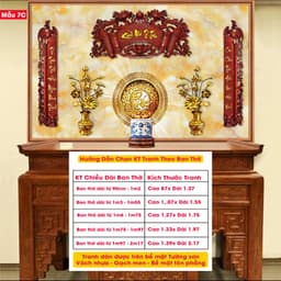 Tranh Cửu Huyền Dán Tường Ban Thờ Trang Nghiêm Dễ Dán - Vải lụa kim tuyến-Tặng keo dán hướng dẫn dán 9