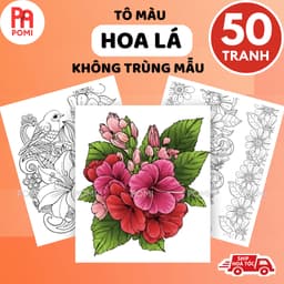 Tranh tô màu cây cối hoa lá nhiều mẫu không trùng 25-50 trang giáy A4 A5 - Đồ chơi POMI 1
