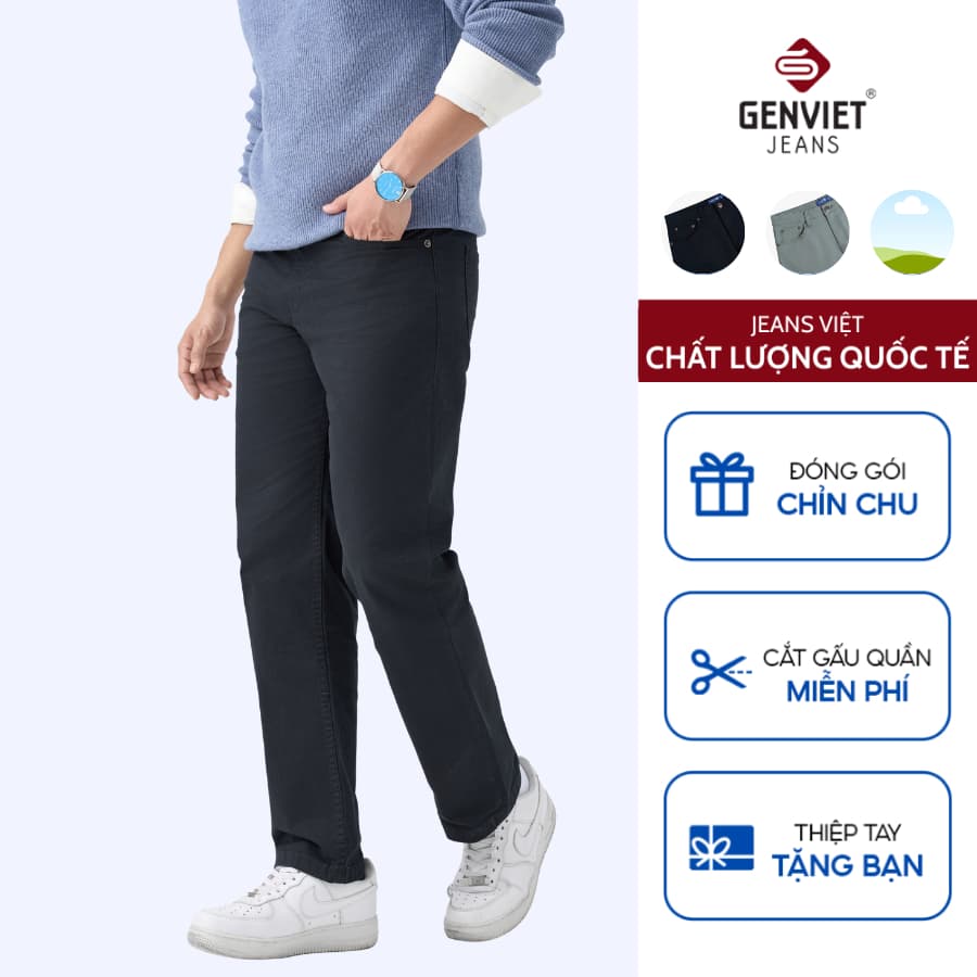 Quần Dài Jeans Nam GENVIET JEANS Dáng Ống Đứng 8890