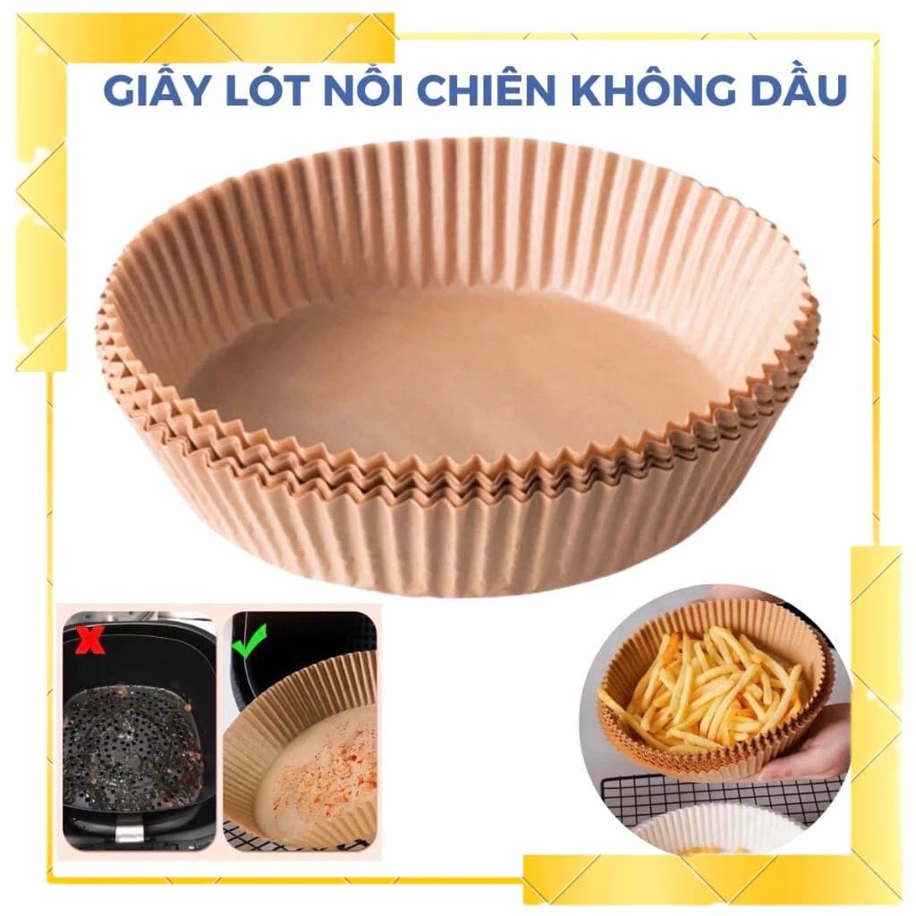 [Top Value] TT388 SET 50 GIẤY NẾN LÓT NỒI CHIÊN KHÔNG DẦU, CHỊU NHIỆT CAO, NƯỚNG THỰC PHẨM, NƯỚNG BÁNH THẤM DẦU