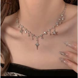 Dây Chuyền Nữ Charm Sao Đính Đá Lấp Lánh – Vòng Cổ Bạc Phong Cách Y2K Hàn Quốc Dịu Dàng Tiểu Thư 2
